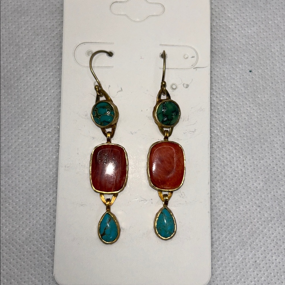 NWOT Designer Studio Barse Genuine Multi Gemstone Dangle Earrings